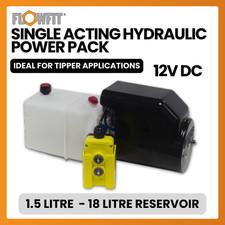 Flowfit 12V DC Single Acting Hydraulic Power Pack 1.6KW, Dump Trailer Lift Unit