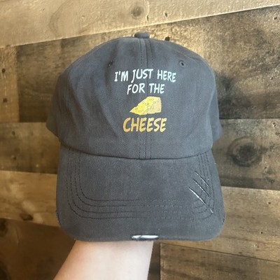 I'm Just Here For Cheese Hat Strapback Dad Cap Distressed Funny Dairy Lactose