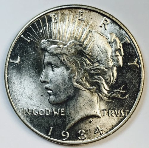 1934 PEACE DOLLAR! GEM BU+! NR #S1148