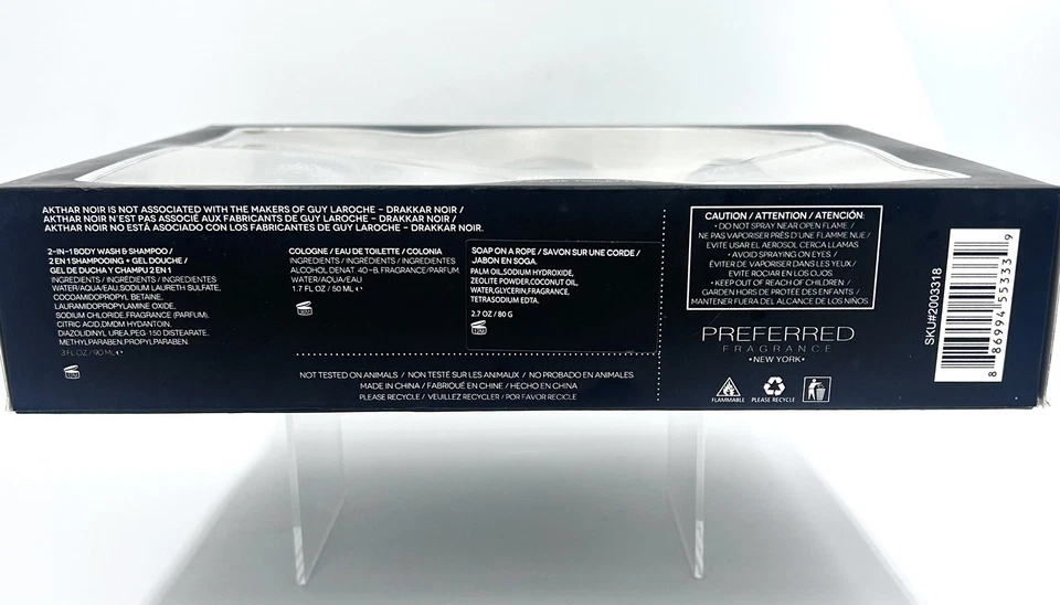 Akthar Noir Fragancia Hombre Set de Regalo EDT, Champú y Jabón en Cuerda Nuevo Descontinuado Foto 4 de 4