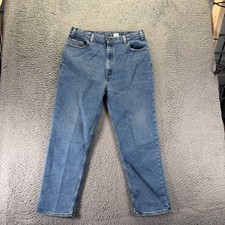 VTG Levi's 540 Flex Brown Tab Jeans Mens 38x29 Blue Denim Straight Workwear USA