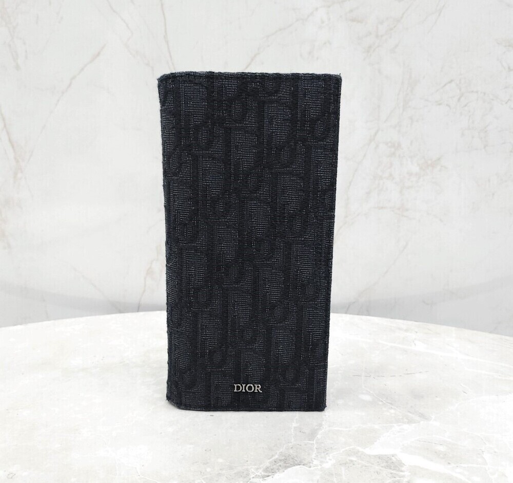 Dior Oblique Jacquard Vertical Long Wallet 2OBBC002YSE Black-image