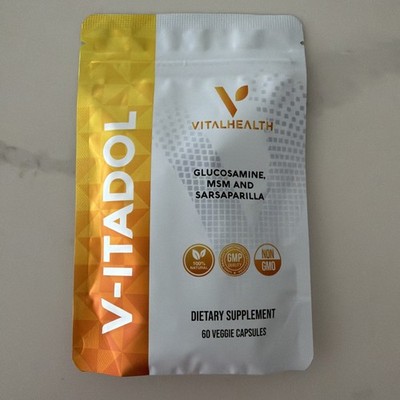 VitalHealth V-Itadol Glucosamine MSM Sarsaparilla Non-GMO 60 Capsules