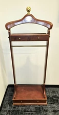 Vintage Mid-Century Furniture Solid Wood Valet Clothing Stand w Drawers Hanger