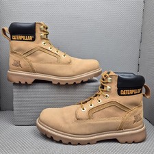 Cat Caterpillar Boots Men's UK 8 Waterproof Wheat Light Brown Yellow Nubuck