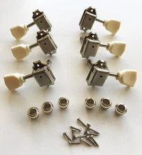 Deluxe 3+3 Vintage Waffle Back Individual Tuners Machine Heads Ivoroid Buttons