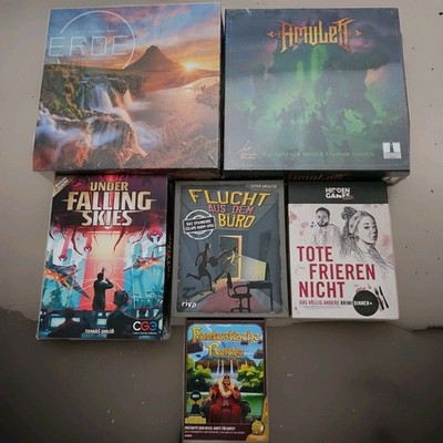 Brettspiel-Paket 6 Spiele Erde Amulett Under Falling Skies Hidden Games teils...