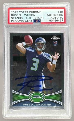 50466457 Russell Wilson 2012 Topps Chrome #40 On Card Auto PSA AUTH DNA 10
