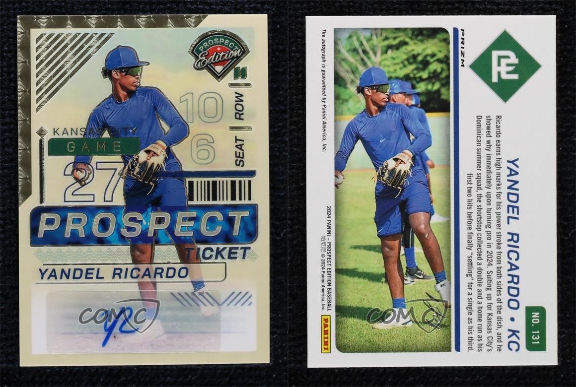 2024 Prospect Edition Gold Vinyl Prizm Signatures 1/1 Yandel Ricardo Auto ry2 view 3