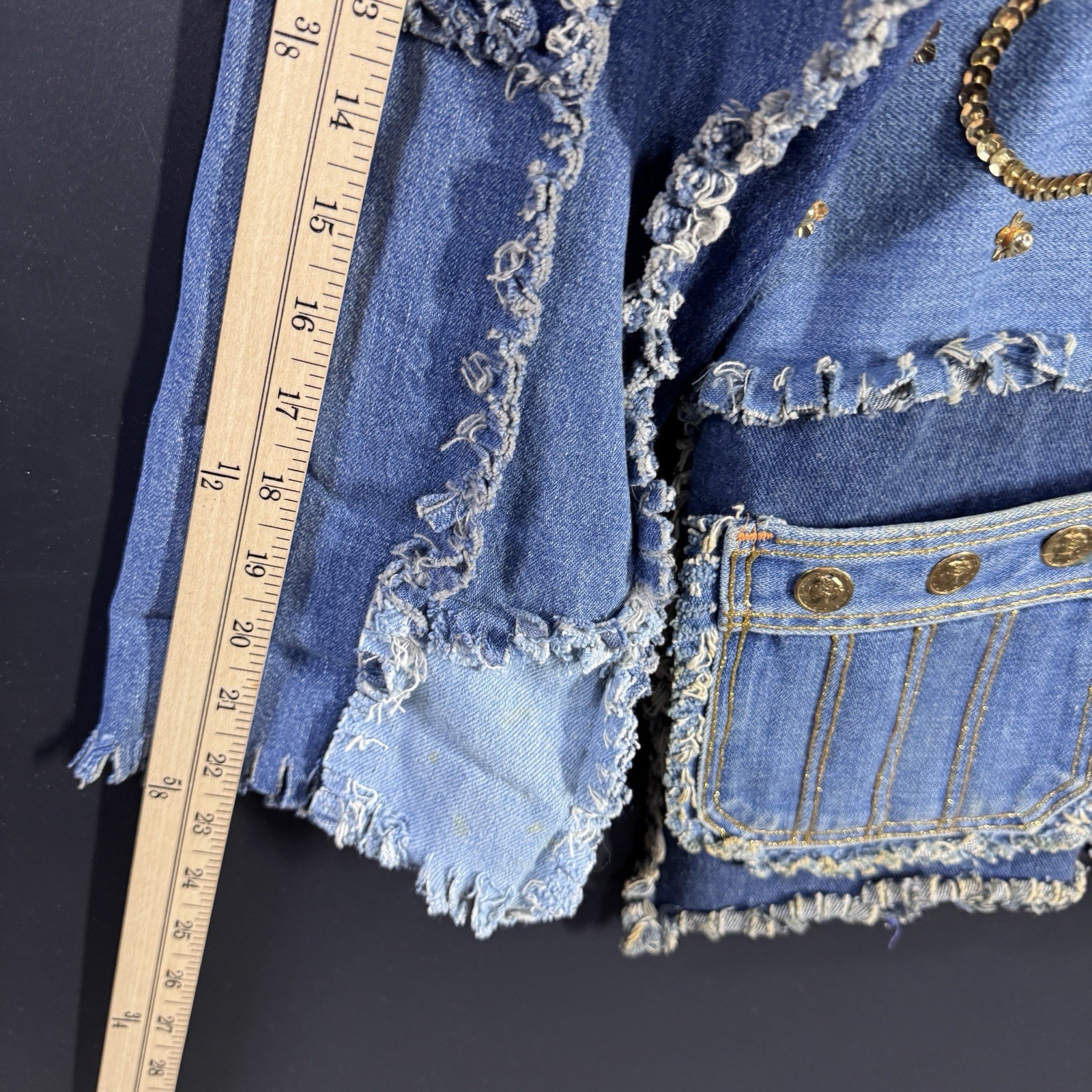 Handmade Women's Patchwork Denim Jacket Large Emb… - image 6