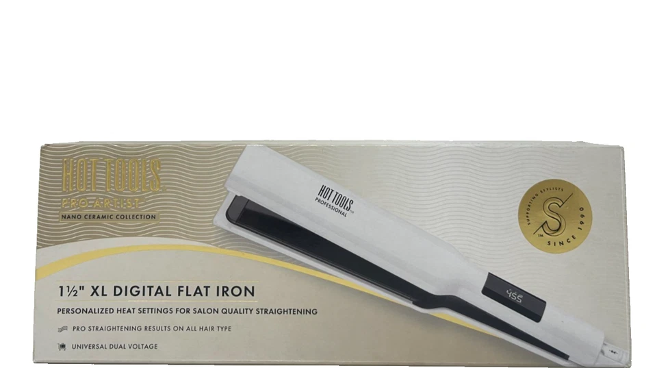 HOT TOOLS Pro Artist Nano Keramik 1 1/2" XL Digitales Glätteisen (weiß)