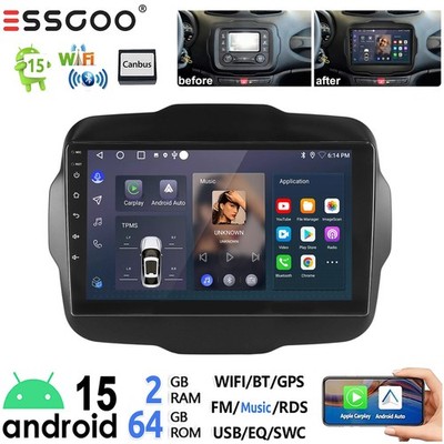 Für Jeep Renegade 2014-2024 Autoradio Carplay Android 15 64GB GPS Navi Bluetooth