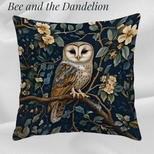 Image of Barn Owl in a Floral Tree Woodland Cushion COVER 45cm x 45cm