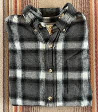 Redhead Men  s Plaid Shirt Ultimate Flannel Button Down L Black White