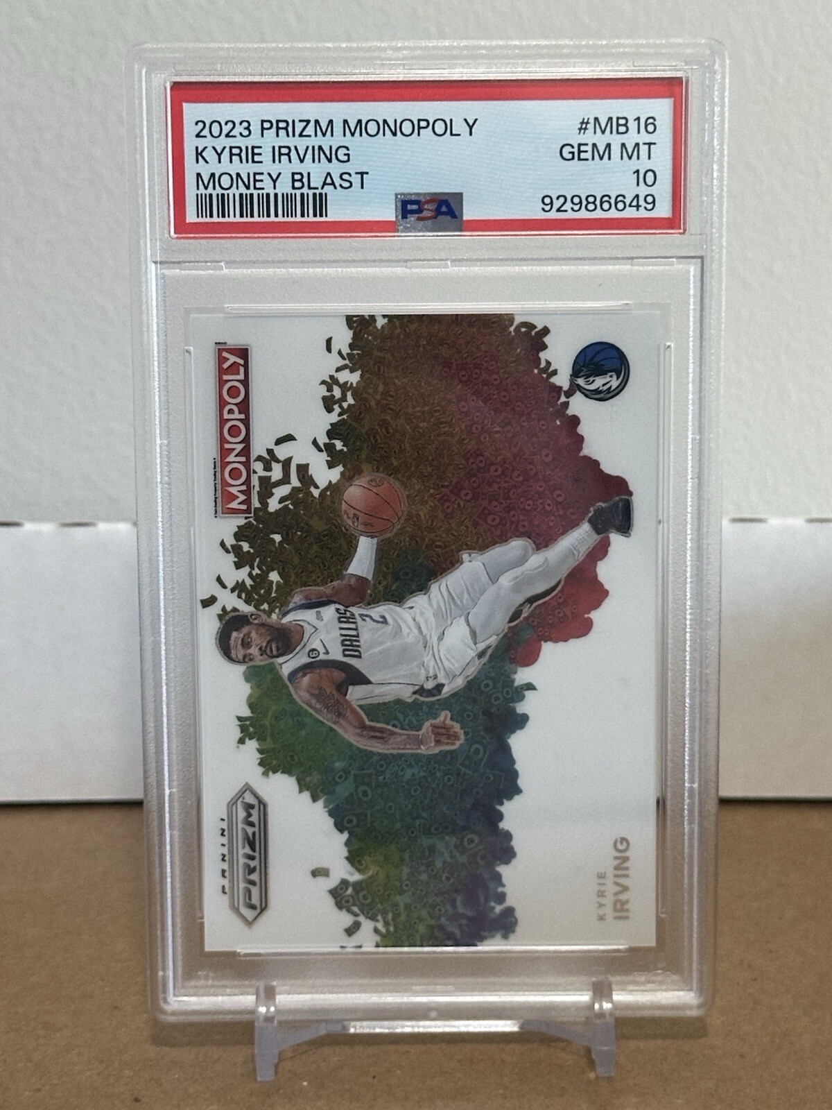 2023-24 Panini Prizm Monopoly Kyrie Irving Color/Money Blast PSA 10 MB-16 Prism