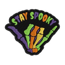 Stay Spooky Skeleton Hand Patch Embroidered Iron-on for Vest Halloween Costume