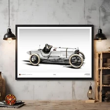 1915 Indianapolis 500 Art Print Mercedes DePalma Indy Car Poster Racing Wall Art