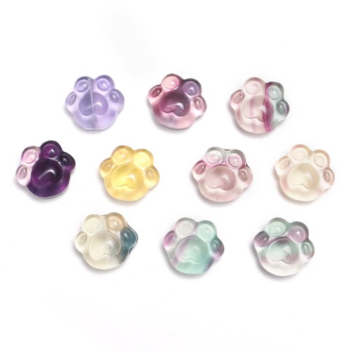 1x Fluorita Natural Mini Pata de Gato Huella Cristal Tallado Cuarzo Cuentas Reiki Regalo - Imagen 5 de 11