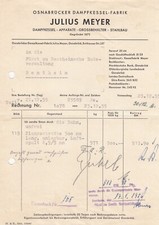 OSNABRÜCK, Rechnung 1955, Julius Meyer Dampfkessel-Fabrik Apparate Stahlbau