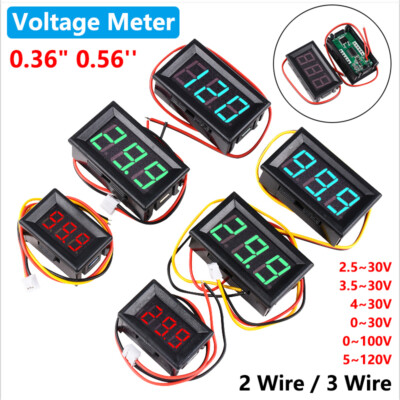 0.36'' 0.56'' 2/3Wire DC 0-120V Voltmeter LED Panel 3-Digit Display Voltage Meter