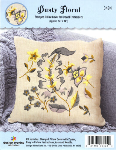 Crewel Embroidery Kit ~ Design Works Dusty Floral Pillow #DW3494 - Picture 2 of 3