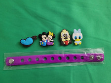 Kids Silicone Charm Bracelet w/4 Charms Cute Cartoon Fun Gift Clogs Accessory C