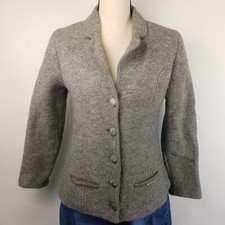 Geiger Womens Wool Tyrolean Jacket Grey Size 0 2 XS Austria Princess Seam