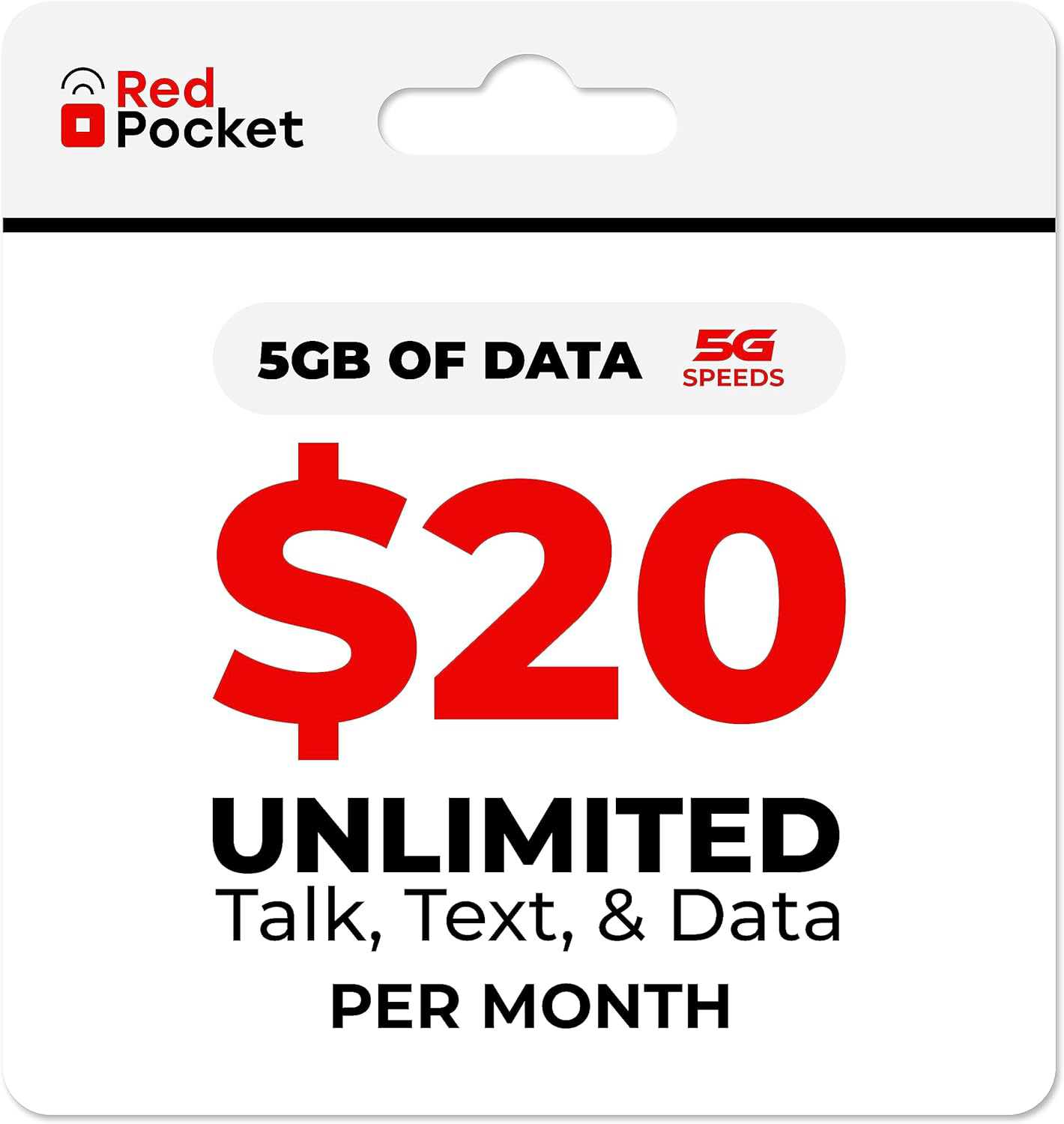 Red Pocket Mobile 20/Month Phone Plan, Free SIM Card for Verizon
