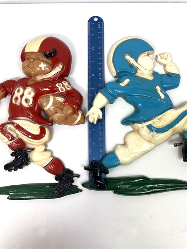 Vintage Homco Sexton 1976 Metal Football Set of 3 Wall Hanging Plaques - Picture 7 of 8
