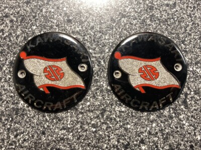 OEM Kawasaki B series B8 B5 gas fuel tank side cover metal badge emblem set vtg