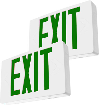 2-Pack Green Emergency Exit Sign light Battery Backup UL Listed 