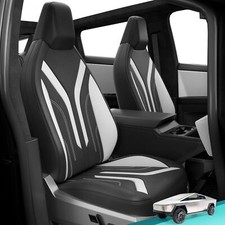 for Tesla Cybertruck Blackwhite Seat Covers Full Set - PU Leather Full Wrappi...