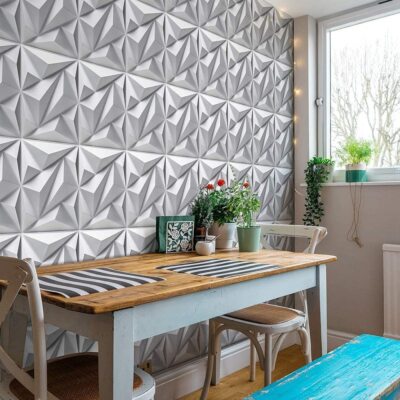 12pcs 3D Wall Panels Decorative Wall Boards 30cm*30cm Square PVC Panels White
