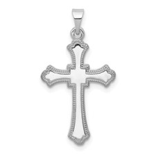 14k White Gold Budded Cross Charm Pendant 0.63g L- 28mm, W-15mm
