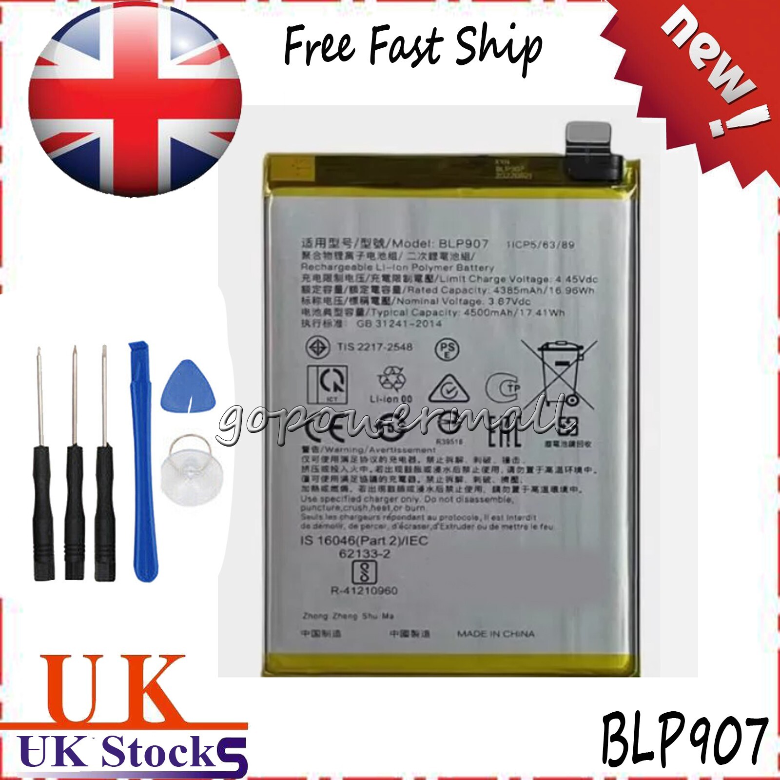 BLP907 Battery For OPPO 7Z 5G Reno 7 4G Reno 8 4G Reno 8Z 5G Reno 8 Lite 5G
