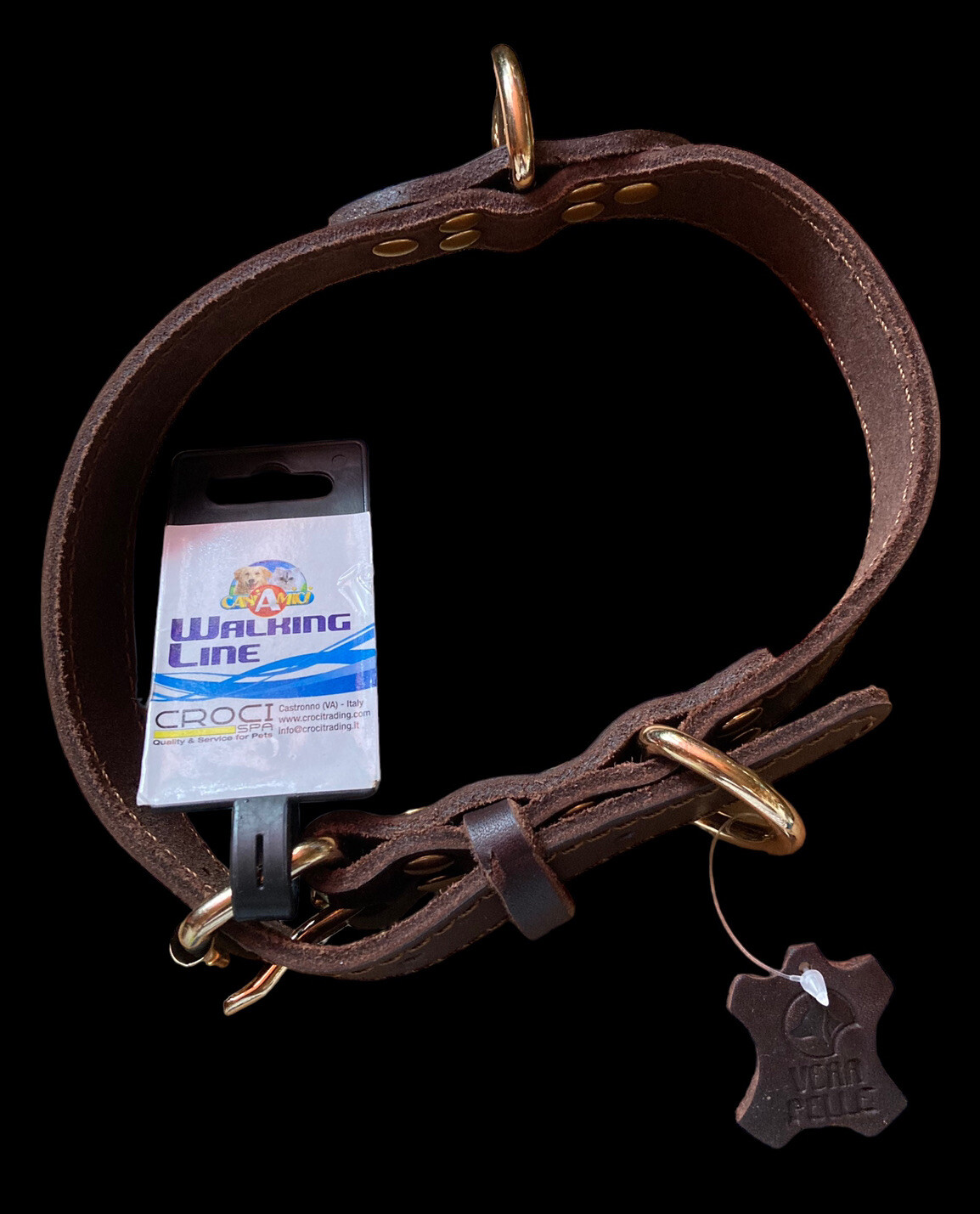 Collier pour chien en cuir marron rembourré anti-irritation pour peau sensible