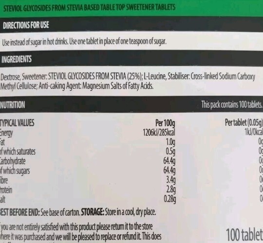 300 Stevia Sweetener Tablets Zero Calories Diet Weight Loss Sugar