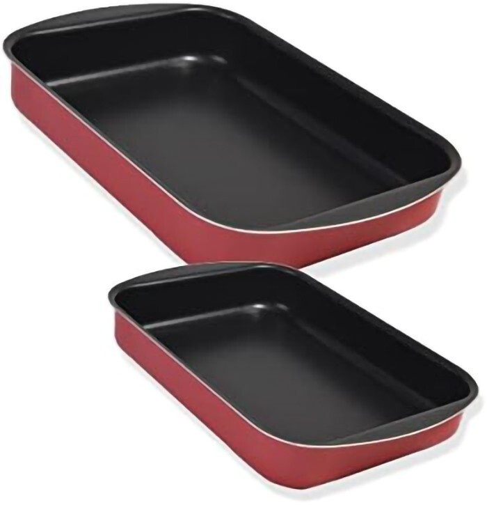 2 Tefal Oven Tray Set Non Stick Cooking Tray Rectangle Coated In France 30-35 cm-image
