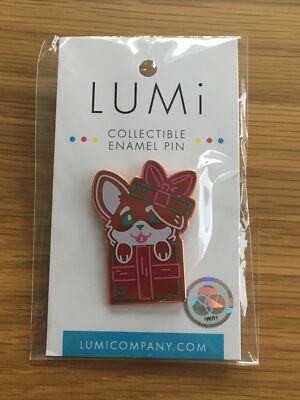 LUMi Gingerbread Present Corgi Cookie Dog Treat Enamel Pin Ita Cute
