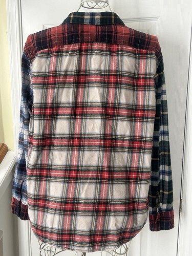 Vintage Men's American Eagle 100% Cotton Flannel Large Multi Plaid 90's Grunge - Picture 2 of 3