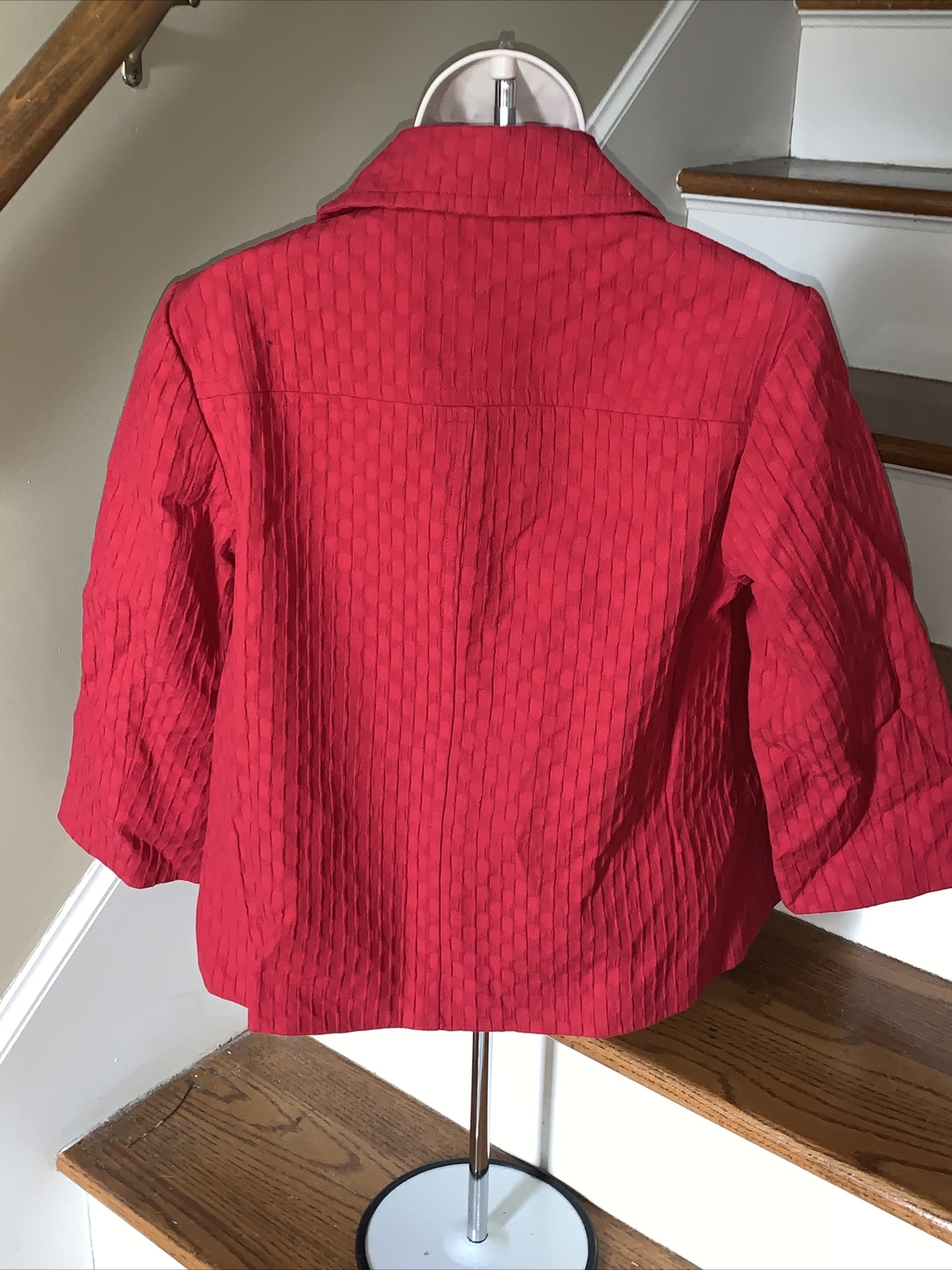 CHICO'S Fire Engine Cherry Red Quilted Blazer Jac… - image 5