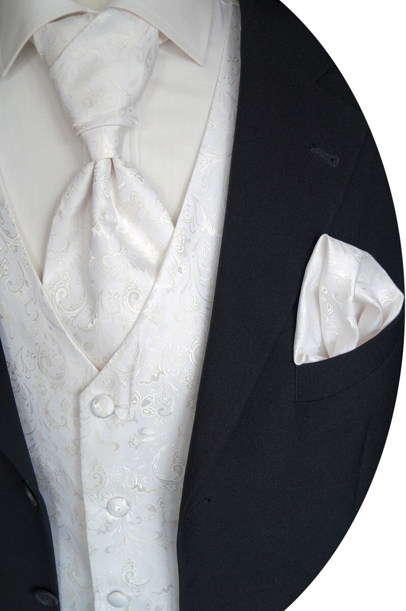 Gilet Con Motivo Floreale In Set Con Plastron E Fazzoletto Da Taschino Marrone 6672