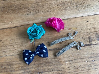 5 Stck. Mädchen Kinder Kleinkind Mini Blumen Schleife Haarspangen rosa blau gepunktet Diamanten