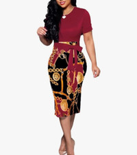 BOGURST Women Midi Bodycon Dress Work Casual Cute Floral Prints Pencil Dresses