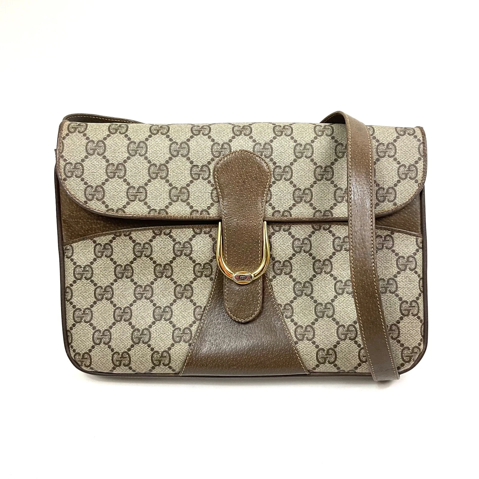 Sac à bandoulière GUCCI GG Supreme PVC beige or 212 13