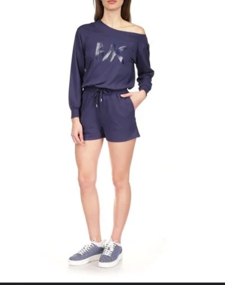 Michael Kors Off the Shoulder Jumpsuit Romper Jumper Navy Blue Size XS thumbnail 2