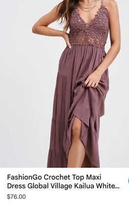 BOHO Midi High Low Summer Lace Maxi Dress Small Lavender Sleeveless Currant  | eBay