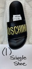 AMPUTEE 1 LEFT ONLY Moschino Gold Black Pool Logo Slide 37/6.5 US NWOB