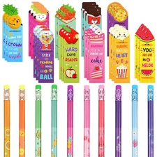 Teling 60 Pcs Smelly Scented Pencils and Scented Bookmarks Sets End of The Ye...