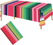 3 Pack Disposable Plastic Mexican Serape Tablecloths, Mexican Fiesta Striped ...